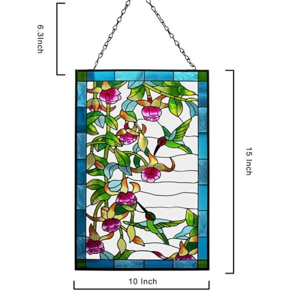Hummingbird Stained Glass Window Hangings, Suncatcher Panel - Picture 4 of 7